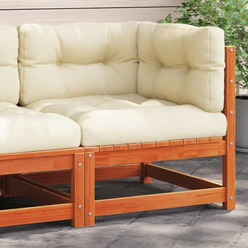 Garten-Ecksofa mit Kissen Wachsbraun Massivholz Kiefer Garten Sofa von KLYEON