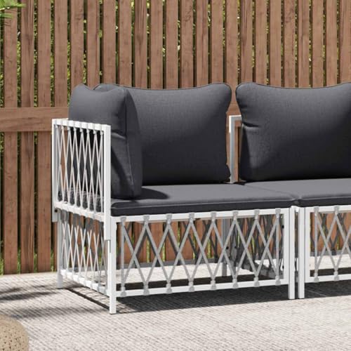 Garten-Ecksofa mit Kissen Weiß Gewebe Garten Sofa Garten-Ecksofa mit Kissen Weiß Gewebe Garten Sofa von KLYEON