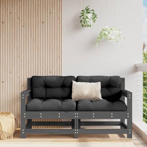 Garten-Ecksofas 2 STK. Grau Massivholz Kiefer Garten Sofa von KLYEON