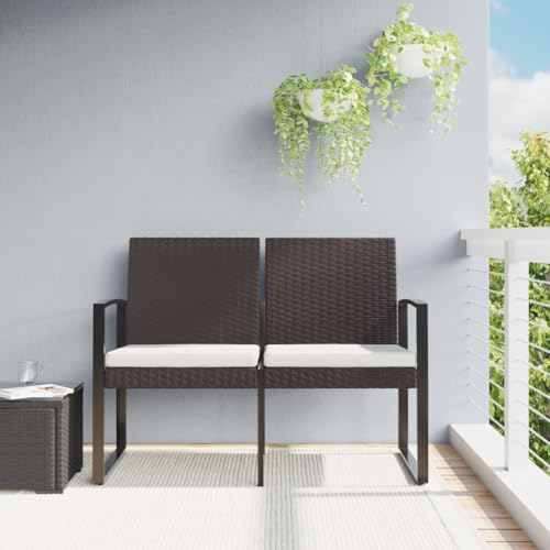 Gartenbank 2-Sitzer mit Kissen Braun PP-Rattan Gartenmöbel Gartenbank 2-Sitzer mit Kissen Braun PP-Rattan Gartenmöbel von KLYEON