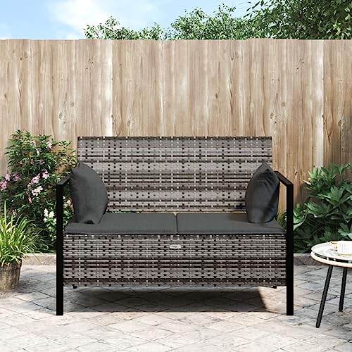 Gartenbank 2-Sitzer mit Kissen Grau Poly Rattan Gartenmöbel Gartenbank 2-Sitzer mit Kissen Grau Poly Rattan Gartenmöbel von KLYEON