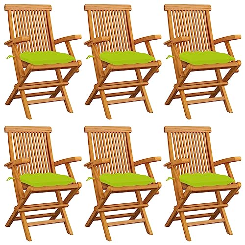 Gartensitzmöbel Gartenstühle mit Hellgrünen Kissen 6 STK. Massivholz Teak Gartensitzmöbel Gartenstühle mit Hellgrünen Kissen 6 STK. Massivholz Teak von KLYEON