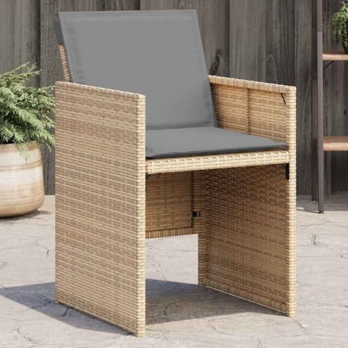 Gartensitzmöbel Gartenstühle mit Kissen 4 STK. Beigemischung Poly Rattan von KLYEON