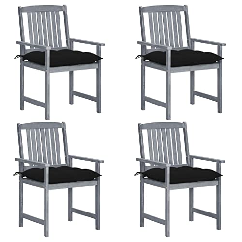 Gartensitzmöbel Gartenstühle mit Kissen 4 STK. Grau Massivholz Akazie Gartensitzmöbel Gartenstühle mit Kissen 4 STK. Grau Massivholz Akazie von KLYEON