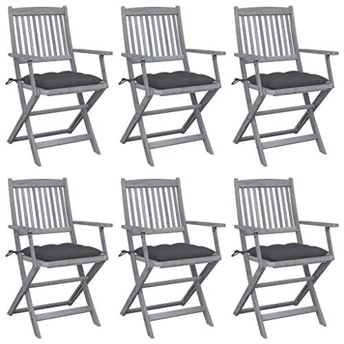 Gartensitzmöbel Klappbare Gartenstühle 6 STK. mit Kissen Massivholz Akazie Gartensitzmöbel Klappbare Gartenstühle 6 STK. mit Kissen Massivholz Akazie von KLYEON