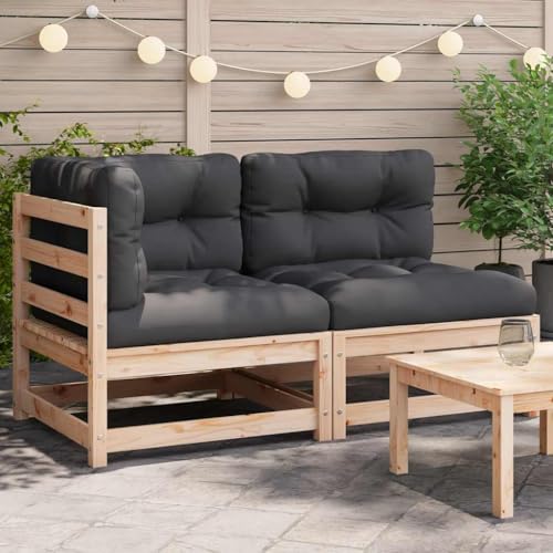 Gartensofa mit Kissen 2-Sitzer Massivholz Kiefer Garten Sofa von KLYEON