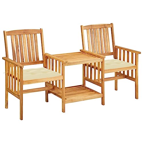 Gartenstühle mit Teetisch und Kissen Akazie Massivholz Gartenmöbel, Gartenmöbel-Sets von KLYEON