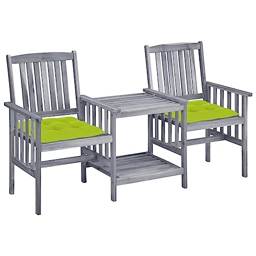 Gartenstühle mit Teetisch und Kissen Massivholz Akazie Gartenmöbel, Gartenmöbel-Sets von KLYEON