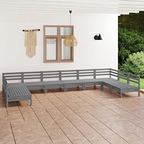 KLYEON 10-TLG. Garten-Lounge-Set Grau Massivholz Kiefer,Rustikales GartenmöbelSet aus massivem Kiefernholz mit PalettenDesign für Garten und Wohnzimmer Gartenmöbel von KLYEON