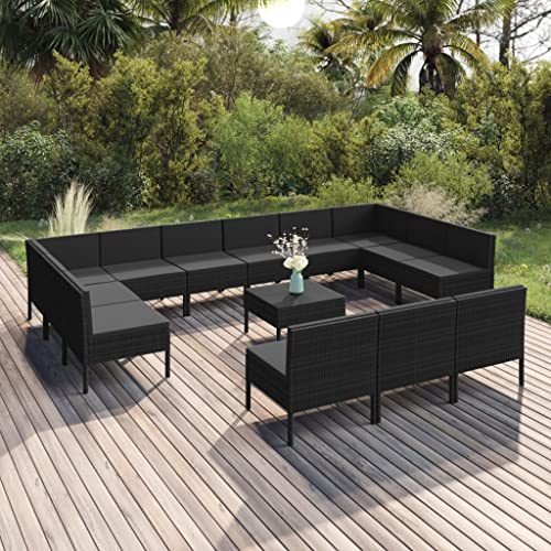 KLYEON 14-TLG. Garten-Lounge-Set mit Auflagen Poly Rattan Schwarz Gartenmöbel, Gartenmöbel-Sets KLYEON 14-TLG. Garten-Lounge-Set mit Auflagen Poly Rattan Schwarz Gartenmöbel, Gartenmöbel-Sets von KLYEON