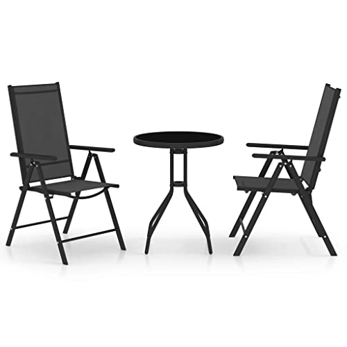 KLYEON 3-TLG. Bistro-Set Aluminium und Textilene Schwarz Gartenmöbel, Gartenmöbel-Sets KLYEON 3-TLG. Bistro-Set Aluminium und Textilene Schwarz Gartenmöbel, Gartenmöbel-Sets von KLYEON