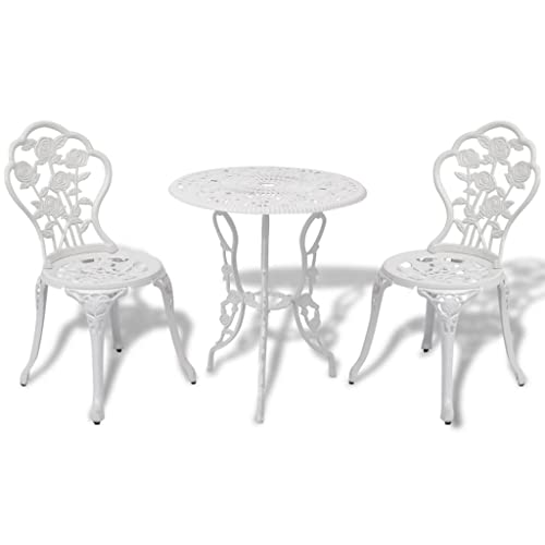 KLYEON 3-TLG. Bistro-Set Aluminiumguss Weiß,Romantisches BistroSet aus Aluminiumguss für Garten, Balkon und Terrasse Gartenmöbel KLYEON 3-TLG. Bistro-Set Aluminiumguss Weiß,Romantisches BistroSet aus Aluminiumguss für Garten, Balkon und Terrasse Gartenmöbel von KLYEON