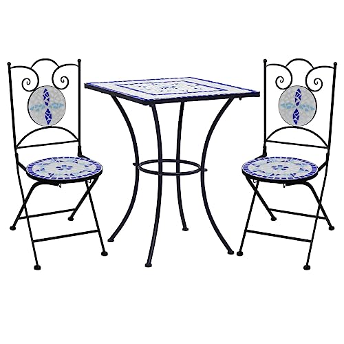 KLYEON 3-TLG. Bistro-Set Mosaik Keramik Blau und Weiß Gartenmöbel, Gartenmöbel-Sets KLYEON 3-TLG. Bistro-Set Mosaik Keramik Blau und Weiß Gartenmöbel, Gartenmöbel-Sets von KLYEON