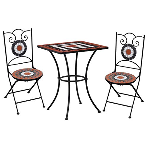 KLYEON 3-TLG. Bistro-Set Mosaik Keramik Terrakotta und Weiß Gartenmöbel, Gartenmöbel-Sets KLYEON 3-TLG. Bistro-Set Mosaik Keramik Terrakotta und Weiß Gartenmöbel, Gartenmöbel-Sets von KLYEON