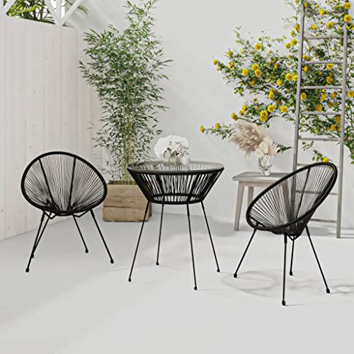KLYEON 3-TLG. Garten-Essgruppe PVC Rattan Schwarz Gartenmöbel, Gartenmöbel-Sets von KLYEON