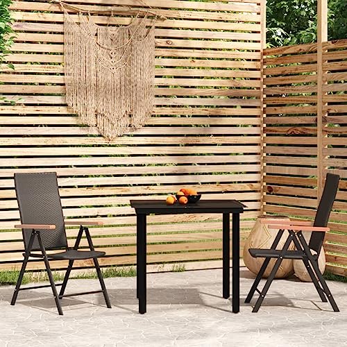 KLYEON 3-TLG. Garten-Essgruppe Schwarz Gartenmöbel, Gartenmöbel-Sets von KLYEON