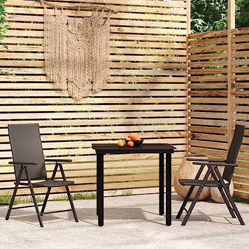 KLYEON 3-TLG. Garten-Essgruppe Schwarz Gartenmöbel, Gartenmöbel-Sets von KLYEON