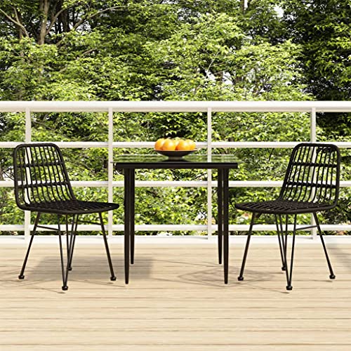KLYEON 3-TLG. Garten-Essgruppe Schwarz Poly Rattan Gartenmöbel, Gartenmöbel-Sets von KLYEON