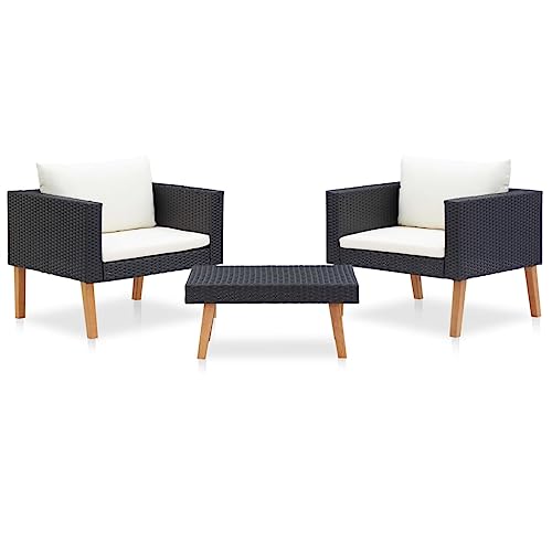 KLYEON 3-TLG. Garten-Lounge-Set mit Auflagen Poly Rattan Schwarz Gartenmöbel, Gartenmöbel-Sets KLYEON 3-TLG. Garten-Lounge-Set mit Auflagen Poly Rattan Schwarz Gartenmöbel, Gartenmöbel-Sets von KLYEON