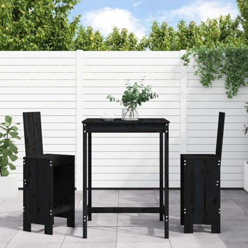 KLYEON 3-TLG. Gartenbar-Set Schwarz Massivholz Kiefer,Großartiges Holz GartenbarSet mit bequemen Barhockern für eine gemütliche Atmosphäre im Garten oder auf der Terrasse Gartenmöbel KLYEON 3-TLG. Gartenbar-Set Schwarz Massivholz Kiefer,Großartiges Holz GartenbarSet mit bequemen Barhockern für eine gemütliche Atmosphäre im Garten oder auf der Terrasse Gartenmöbel von KLYEON