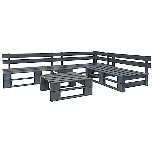 KLYEON 4-TLG. Garten-Sofagarnitur aus Paletten Holz Grau Gartenmöbel, Gartenmöbel-Sets KLYEON 4-TLG. Garten-Sofagarnitur aus Paletten Holz Grau Gartenmöbel, Gartenmöbel-Sets von KLYEON