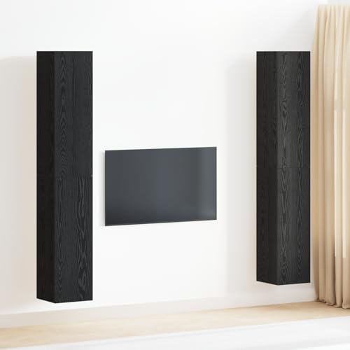 KLYEON 4-teiliges TV-Schrank-Set in Schwarz Eiche - stabil TVSchrankSet Medienregal for Multimedia-Center 30,5 x 30 x 90 cm - Aus Spanplatte KLYEON 4-teiliges TV-Schrank-Set in Schwarz Eiche - stabil TVSchrankSet Medienregal for Multimedia-Center 30,5 x 30 x 90 cm - Aus Spanplatte von KLYEON