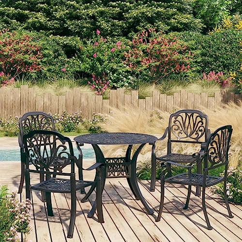 KLYEON 5-TLG. Bistro-Set Aluminiumguss Schwarz Gartenmöbel, Gartenmöbel-Sets KLYEON 5-TLG. Bistro-Set Aluminiumguss Schwarz Gartenmöbel, Gartenmöbel-Sets von KLYEON