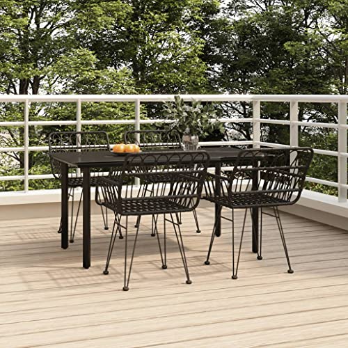 KLYEON 5-TLG. Garten-Essgruppe Schwarz Poly Rattan Gartenmöbel, Gartenmöbel-Sets von KLYEON