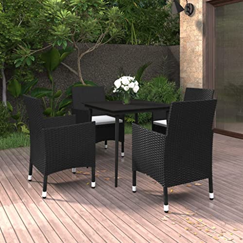 KLYEON 5-TLG. Garten-Essgruppe mit Auflagen Poly Rattan und Glas Gartenmöbel, Gartenmöbel-Sets KLYEON 5-TLG. Garten-Essgruppe mit Auflagen Poly Rattan und Glas Gartenmöbel, Gartenmöbel-Sets von KLYEON