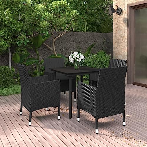 KLYEON 5-TLG. Garten-Essgruppe mit Auflagen Poly Rattan und Glas Gartenmöbel, Gartenmöbel-Sets von KLYEON