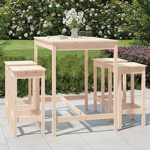 KLYEON 5-TLG. Gartenbar-Set Massivholz Kiefer,GartenbarSet aus massivem Kiefernholz: Perfekt für gesellige Stunden im Garten oder auf dem Balkon Gartenmöbel von KLYEON