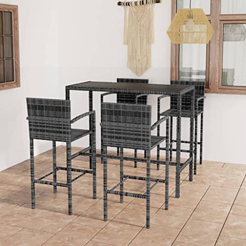 KLYEON 5-TLG. Gartenbar-Set Poly Rattan Grau,Hochwertige Gartengarnitur mit Stehtisch und Barhockern für gemütliche Stunden im Freien Gartenmöbel von KLYEON