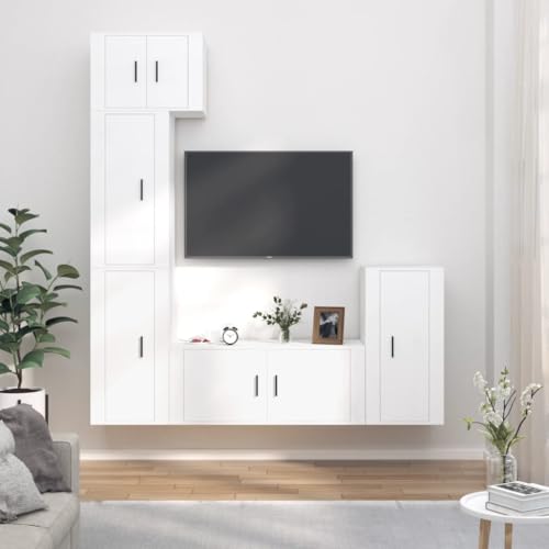 KLYEON 5-TLG. TV-Schrank-Set Weiß Holzwerkstoff Fernsehschrank modern Montage aus Holz for Hotel von KLYEON