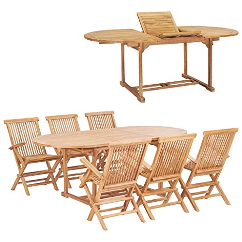 KLYEON 7-TLG. Garten-Essgruppe 150-200 x 100 x 75 cm Massivholz Teak Gartenmöbel, Gartenmöbel-Sets von KLYEON