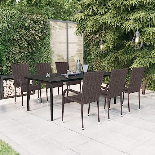 KLYEON 7-TLG. Garten-Essgruppe Braun und Schwarz Gartenmöbel, Gartenmöbel-Sets von KLYEON