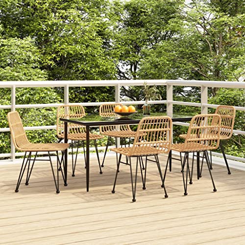 KLYEON 7-TLG. Garten-Essgruppe Poly Rattan Gartenmöbel, Gartenmöbel-Sets von KLYEON