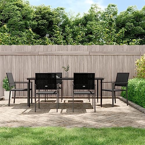 KLYEON 7-TLG. Garten-Essgruppe Poly Rattan und Stahl Gartenmöbel, Gartenmöbel-Sets von KLYEON
