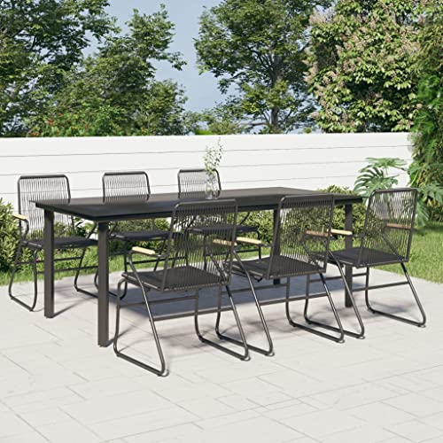 KLYEON 7-TLG. Garten-Essgruppe Schwarz PVC-Rattan Gartenmöbel, Gartenmöbel-Sets von KLYEON