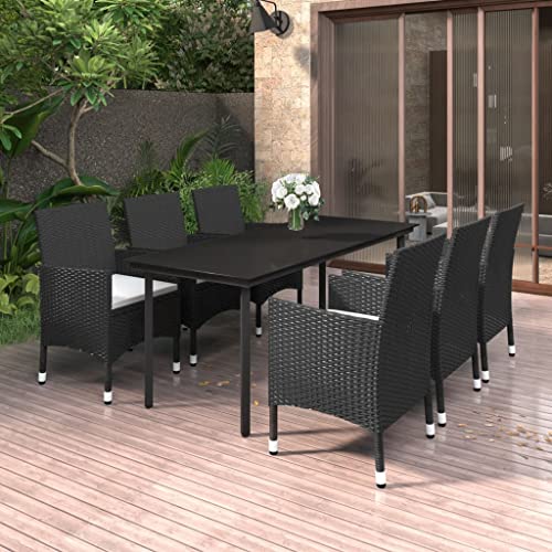 KLYEON 7-TLG. Garten-Essgruppe mit Auflagen Poly Rattan und Glas Gartenmöbel, Gartenmöbel-Sets KLYEON 7-TLG. Garten-Essgruppe mit Auflagen Poly Rattan und Glas Gartenmöbel, Gartenmöbel-Sets von KLYEON