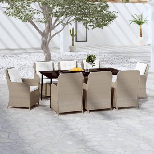 KLYEON 9-TLG. Garten-Essgruppe Braun Gartenmöbel, Gartenmöbel-Sets von KLYEON