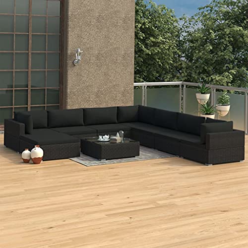 KLYEON 9-TLG. Garten-Lounge-Set mit Auflagen Poly Rattan Schwarz Gartenmöbel, Gartenmöbel-Sets KLYEON 9-TLG. Garten-Lounge-Set mit Auflagen Poly Rattan Schwarz Gartenmöbel, Gartenmöbel-Sets von KLYEON