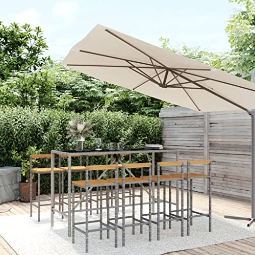 KLYEON 9-TLG. Gartenbar-Set Grau Poly Rattan & Massivholz Akazie Gartenmöbel, Gartenmöbel-Sets KLYEON 9-TLG. Gartenbar-Set Grau Poly Rattan & Massivholz Akazie Gartenmöbel, Gartenmöbel-Sets von KLYEON