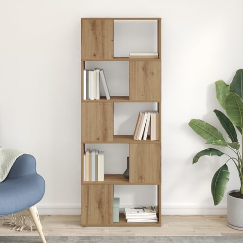 KLYEON Bücherregal Artisan Eiche Spanplatte Wohnzimmer Dekoration viel Stauraum for Wohnzimmer 60 x 24 x 155 cm Bücherregal von KLYEON