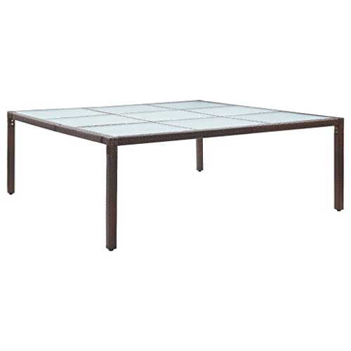 KLYEON Garten-Esstisch Braun 200×200×74 cm Poly Rattan Gartenmöbel Tische von KLYEON