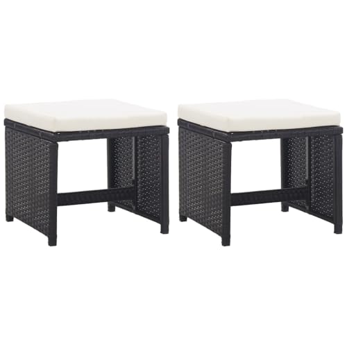 KLYEON Gartensitzmöbel Gartenhocker 2 STK. mit Sitzkissen Poly Rattan Schwarz KLYEON Gartensitzmöbel Gartenhocker 2 STK. mit Sitzkissen Poly Rattan Schwarz von KLYEON