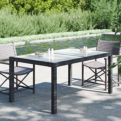 KLYEON Gartentisch 150x90x75 cm Gehärtetes Glas Poly Rattan Schwarz Gartenmöbel Tische KLYEON Gartentisch 150x90x75 cm Gehärtetes Glas Poly Rattan Schwarz Gartenmöbel Tische von KLYEON
