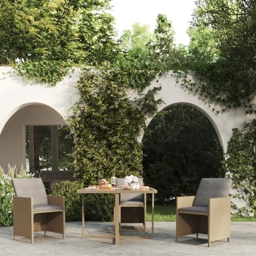 KLYEON Gartentisch Beige 109x107x74 cm Poly Rattan und Glas Gartenmöbel Tische KLYEON Gartentisch Beige 109x107x74 cm Poly Rattan und Glas Gartenmöbel Tische von KLYEON