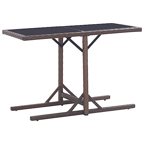 KLYEON Gartentisch Braun 110×53×72 cm Glas und Poly Rattan Gartenmöbel Tische von KLYEON