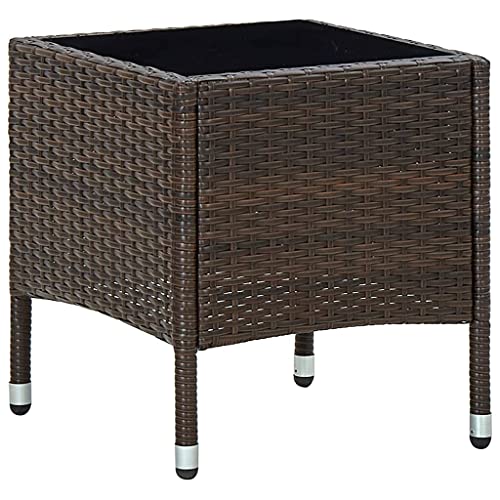 KLYEON Gartentisch Braun 40x40x45 cm Poly Rattan Gartenmöbel Tische von KLYEON