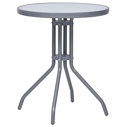 KLYEON Gartentisch Hellgrau 60 cm Stahl und Glas Gartenmöbel Tische von KLYEON
